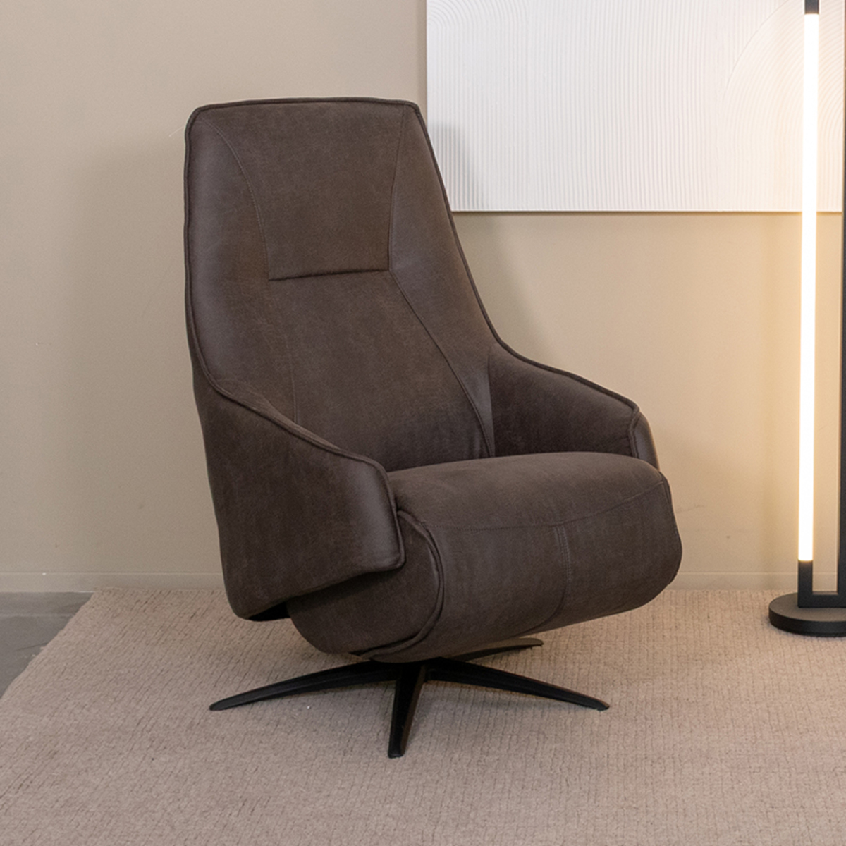 Fauteuil Odense - Elektrisch - Armleuning - Antraciet - Kunstleder - LABEL51
