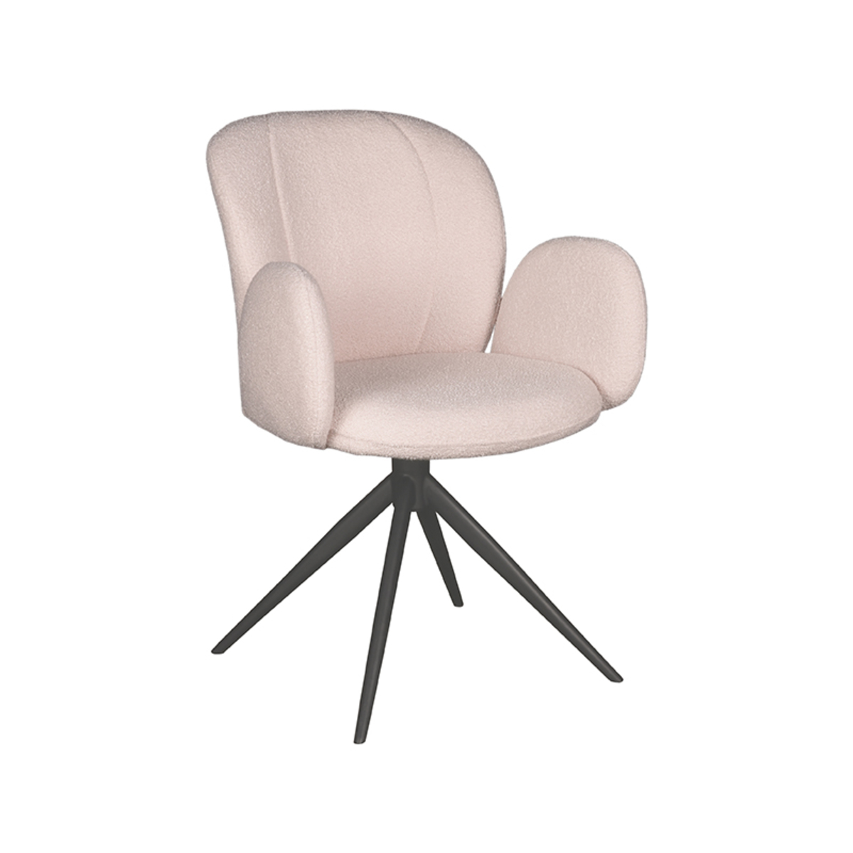 Eetkamerstoel Kimball - Armleuning - Naturel Beige - Boucle - Landelijk - LABEL51