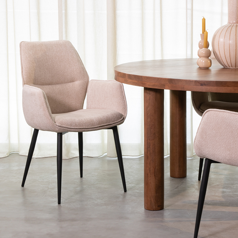 Eetkamerstoel Morris - Armleuning - Naturel Beige - Elite - Minimalistisch - LABEL51