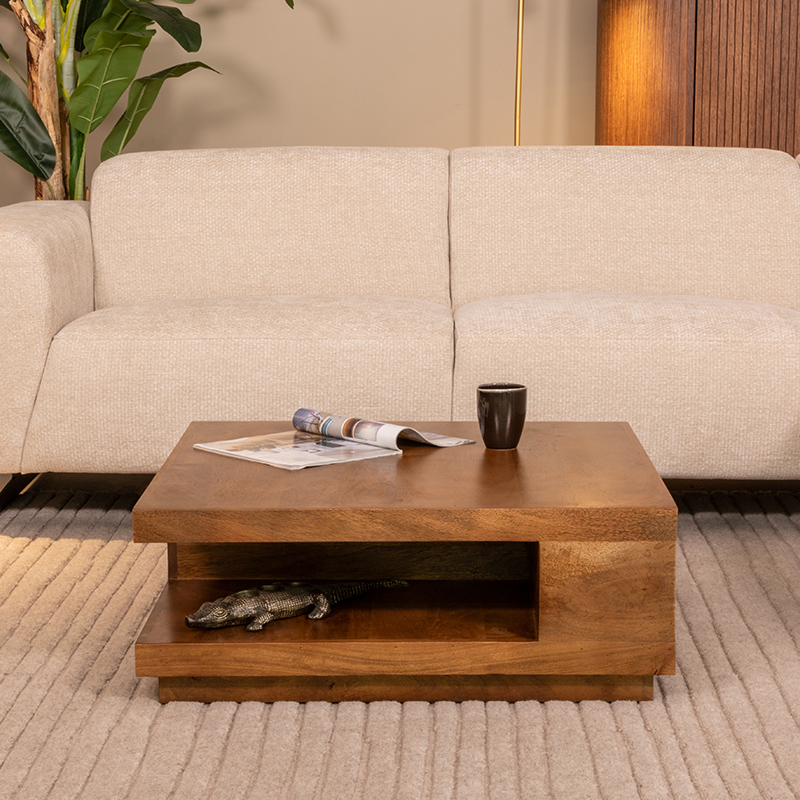 Salontafel Square - 80 cm - Nature Smooth - Mangohout - Landelijk - LABEL51
