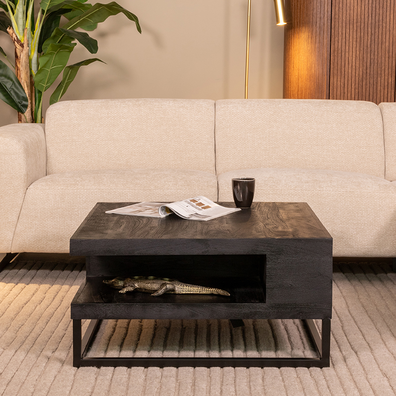 Salontafel Cube - 80 cm - Zwart - Mangohout - Modern - LABEL51