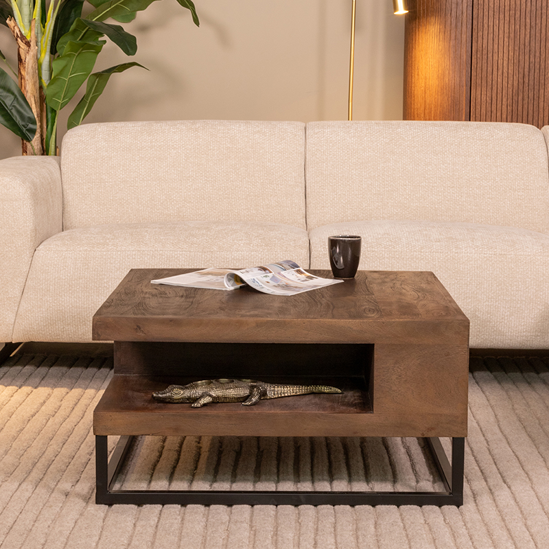 Salontafel Cube - 80 cm - Espresso - Mangohout - Modern - LABEL51