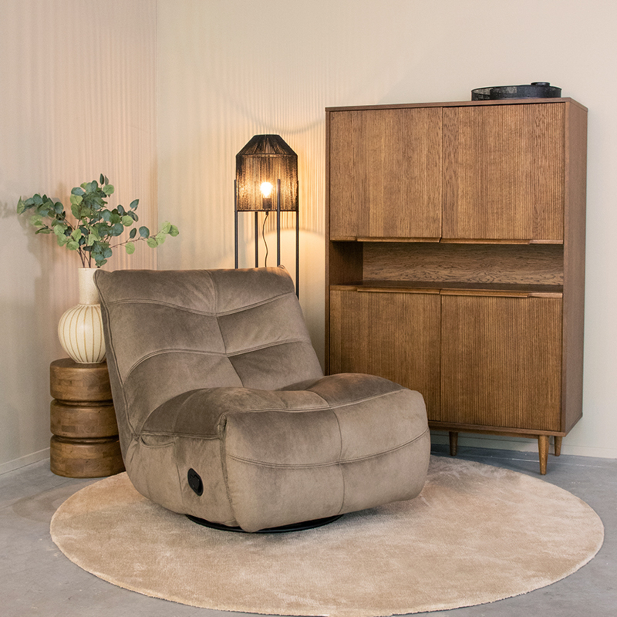 Fauteuil Take It Easy - Relaxfauteuil - Zonder armleuning - Taupe - Cosmo - Landelijk - LABEL51