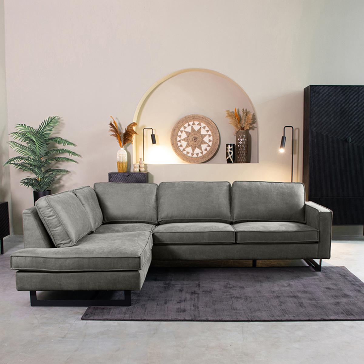 Hoekbank Allure - Links Voorstaand - Antraciet - Kunstleder - Modern - DOK 2 Exclusive