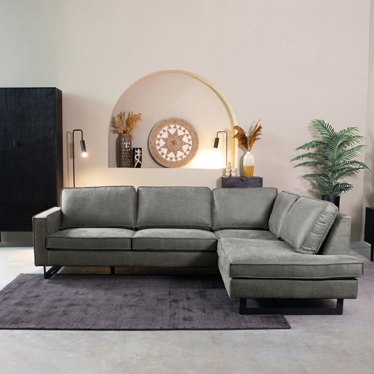 Hoekbank Allure - Rechts Voorstaand - Antraciet - Kunstleder - Modern - DOK 2 Exclusive