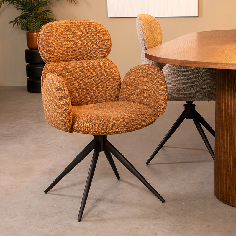 Eetkamerstoel Vidar - Armleuning - Coral - Royal Boucle - Modern - LABEL51