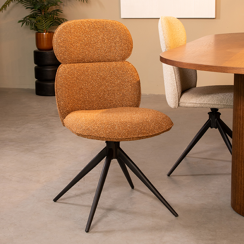 Eetkamerstoel Finn - Zonder armleuning - Coral - Royal Boucle - Modern - LABEL51