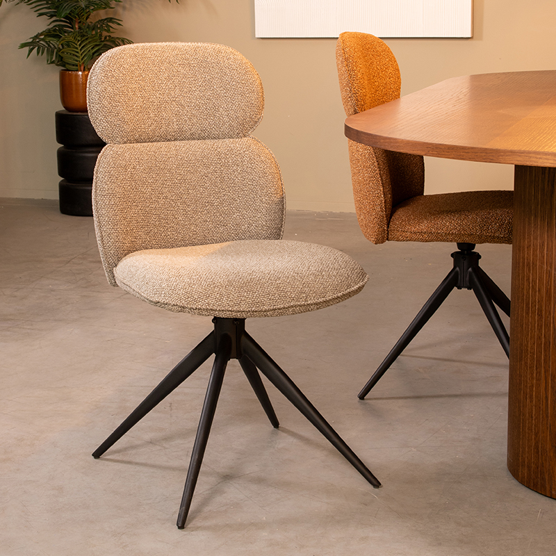 Eetkamerstoel Finn - Zonder armleuning - Mushroom - Royal Boucle - Landelijk - LABEL51