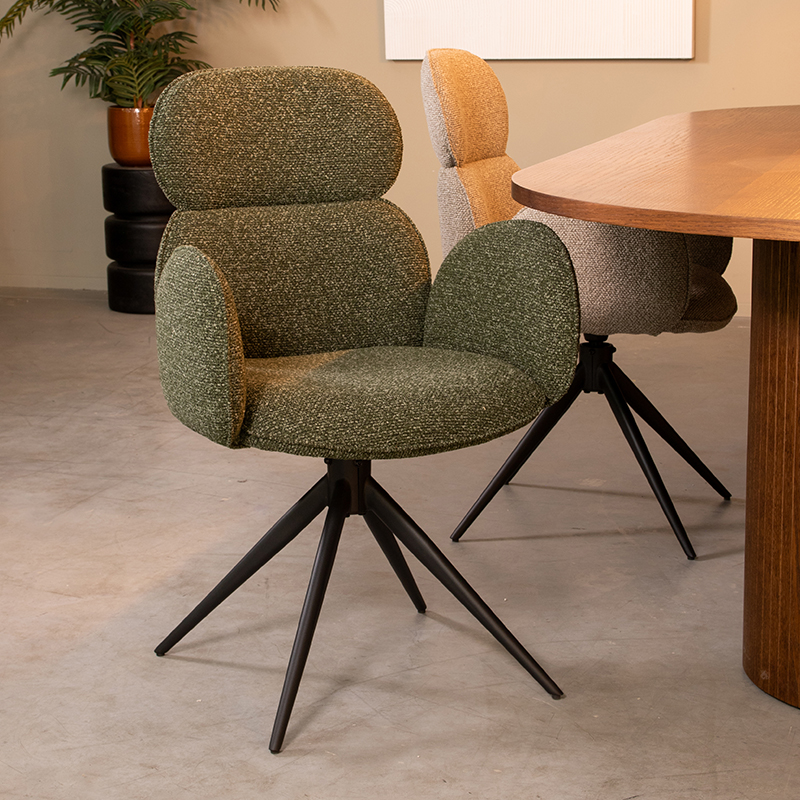 Eetkamerstoel Vidar - Armleuning - Forest - Royal Boucle - Modern - LABEL51