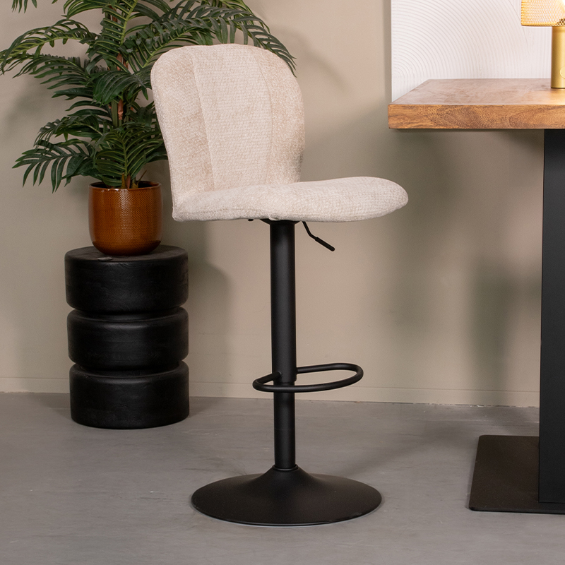 Barkruk Vino - Zonder armleuning - Gaslift - Naturel Beige - Elite - Minimalistisch - LABEL51