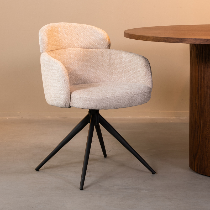 Eetkamerstoel Levi - Armleuning - Naturel Beige - Elite - Minimalistisch - LABEL51