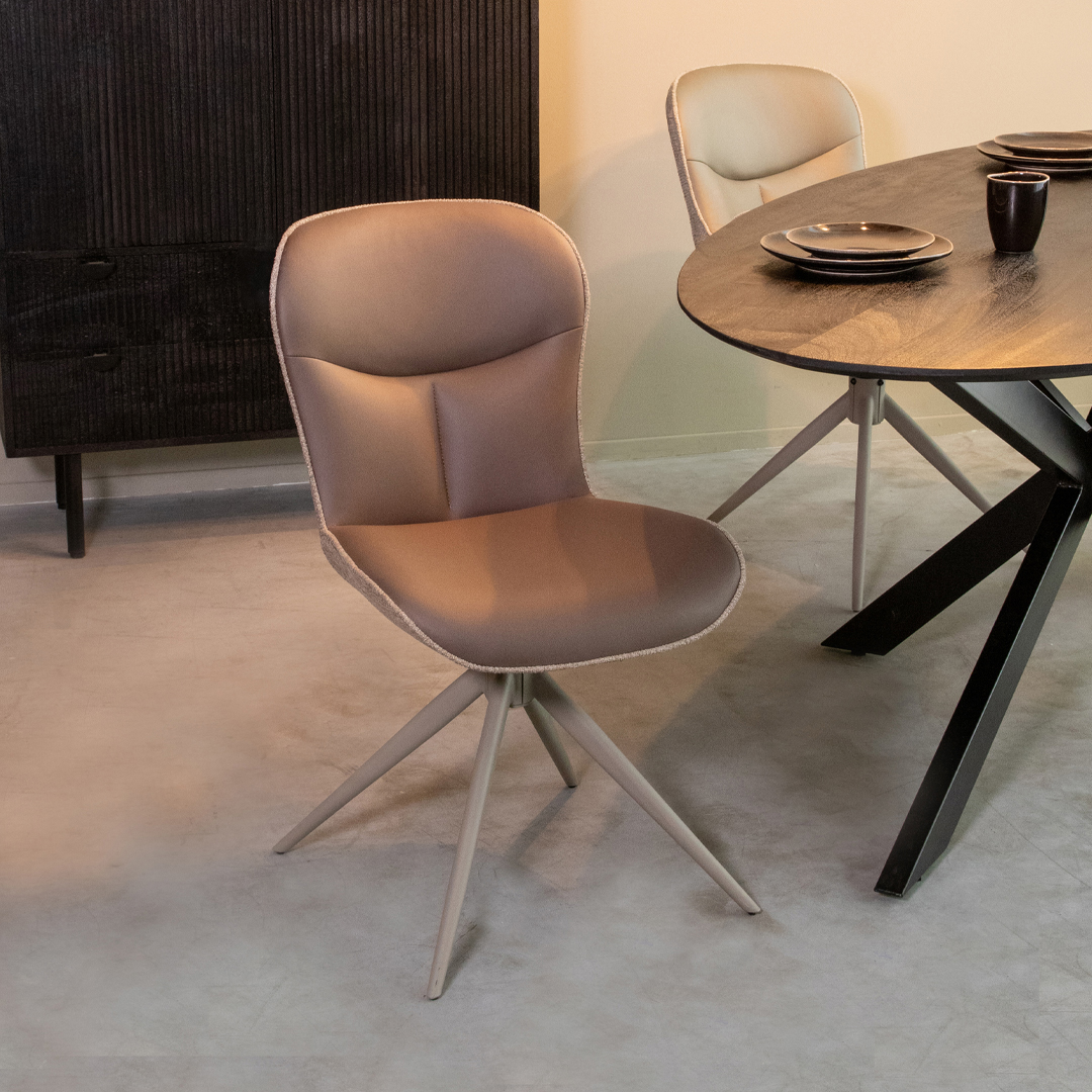 Eetkamerstoel Thorben - Zonder armleuning - Bruin - Microvezel - Design - LABEL51