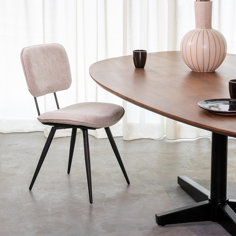 Eetkamerstoel Liva - Zonder armleuning - Naturel Beige - Elite - Minimalistisch - LABEL51