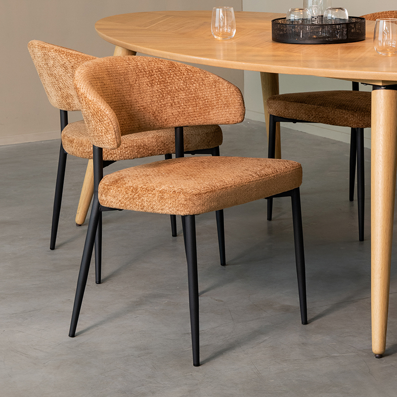 Eetkamerstoel Bliss - Armleuning - Cognac - Elite - Modern - LABEL51