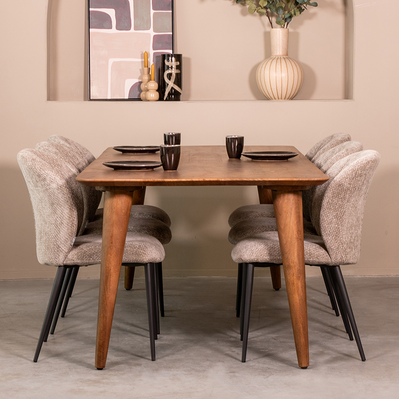 Eetkamertafel Fly - Nature Smooth - Mangohout - Landelijk - LABEL51