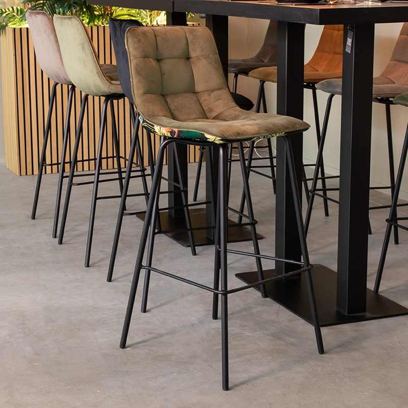 Barkruk Bistro - Zonder armleuning - Hoog - Hunter - Fluweel - Design - LABEL51