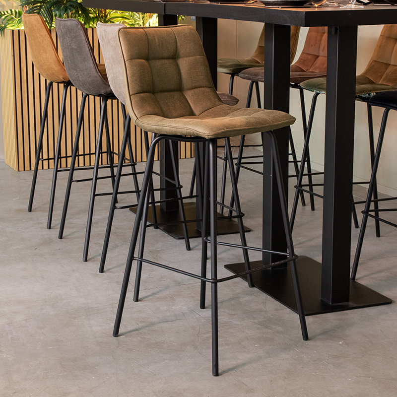 Barkruk Bistro - Zonder armleuning - Hoog - Moss - Micro Suede - Modern - LABEL51