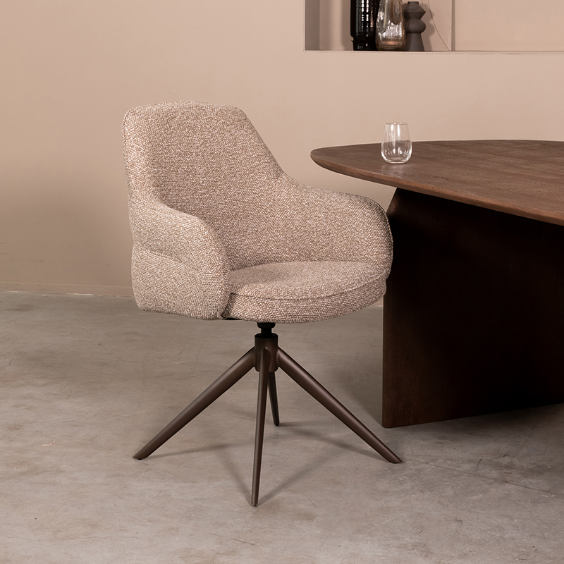 Eetkamerstoel Bern - Armleuning - Mushroom - Royal Boucle - Design - LABEL51