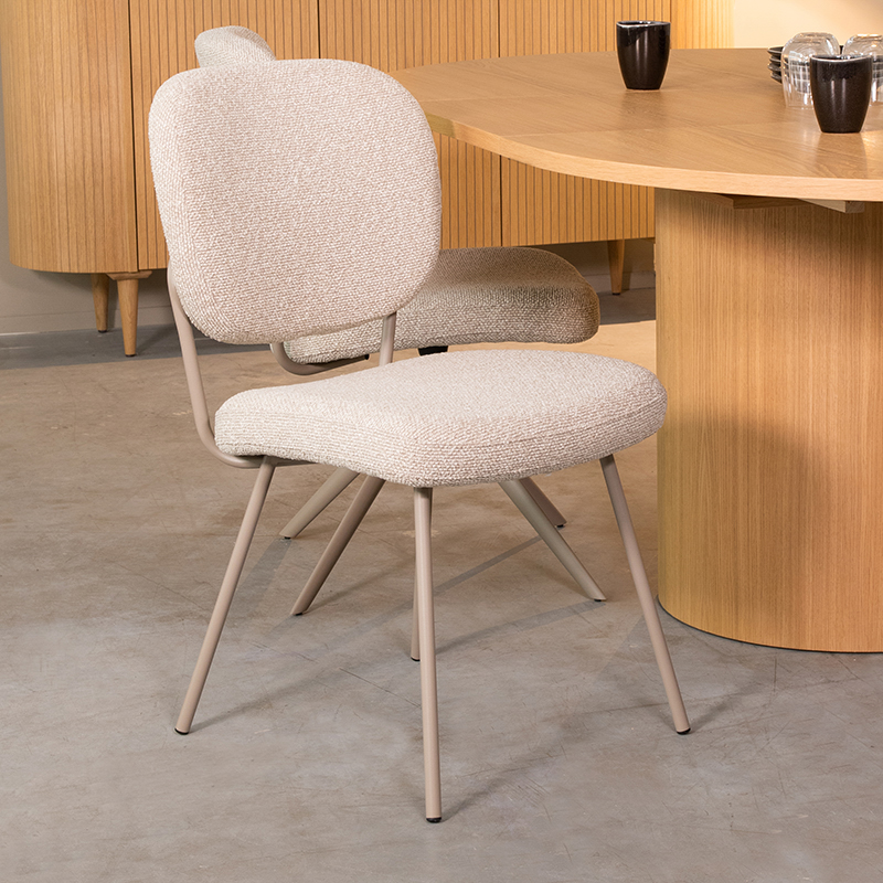 Eetkamerstoel Singapore - Zonder armleuning - Naturel Beige - Royal Boucle - Scandinavisch - LABEL51