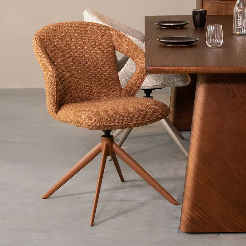 Eetkamerstoel Zurich - Armleuning - Coral - Boucle - LABEL51