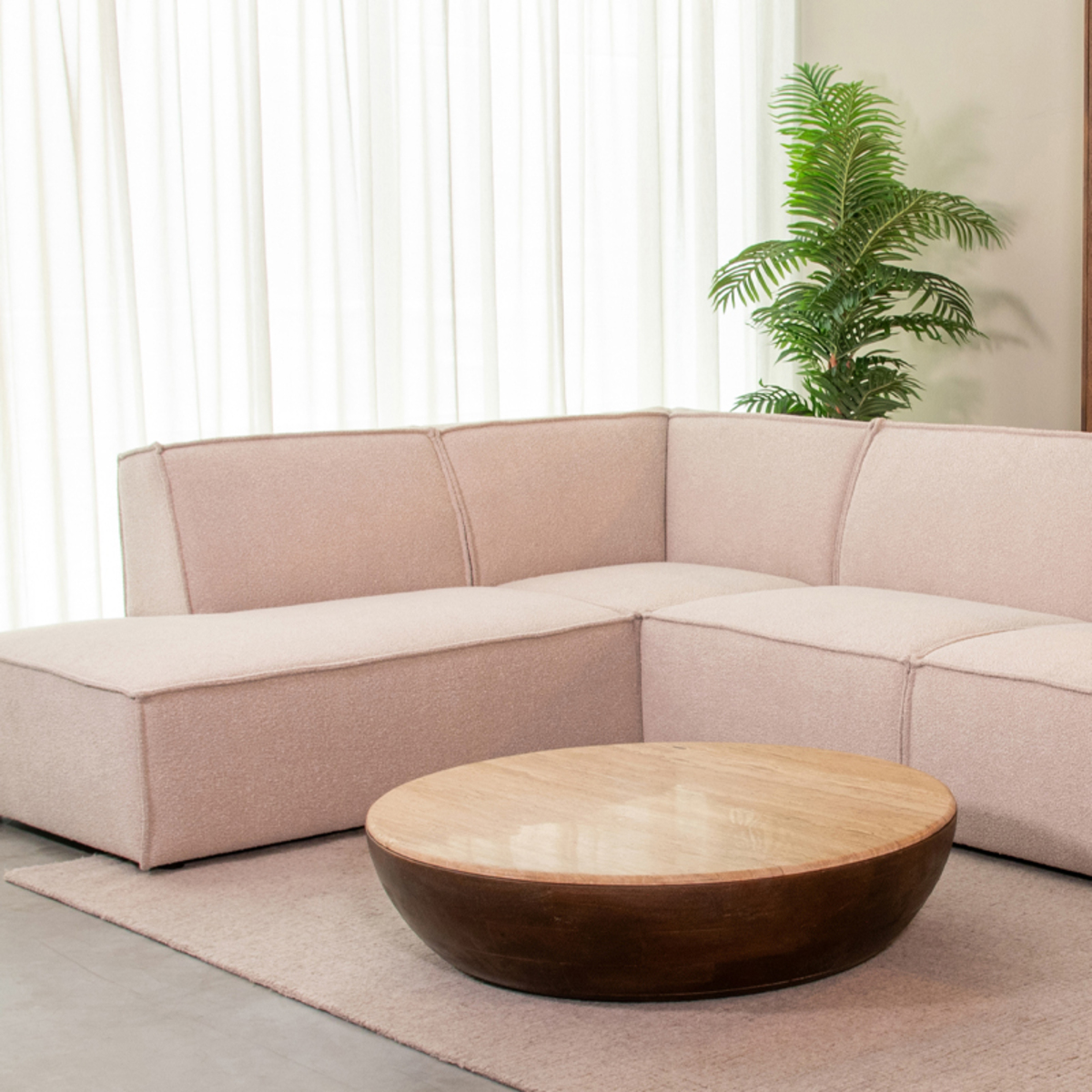 Salontafel Bowl - 90 cm - Rond - Espresso - Travertin - Minimalistisch - LABEL51