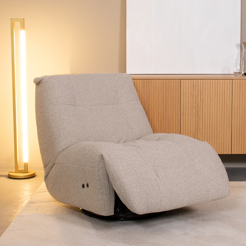 Fauteuil Relax and Recharge - Elektrisch - Zonder armleuning - Naturel Beige - Boucle - LABEL51