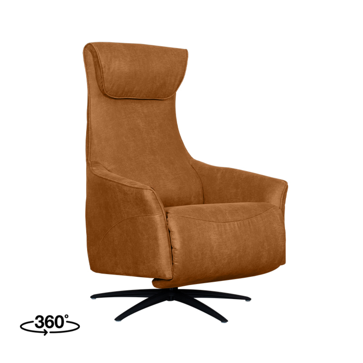 Fauteuil Lund - Elektrisch - Armleuning - Cognac - Micro Suede - Modern - LABEL51