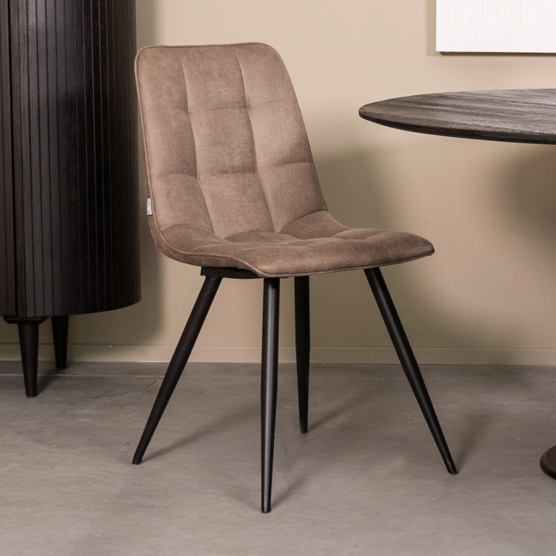 Eetkamerstoel Bistro - Zonder armleuning - Taupe - Micro Suede - Modern - LABEL51