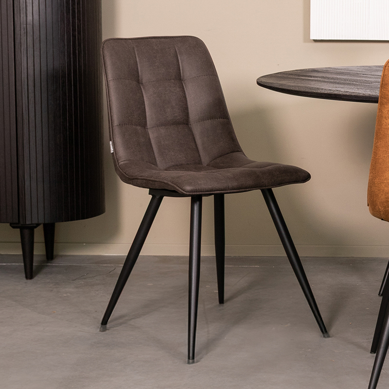 Eetkamerstoel Bistro - Zonder armleuning - Antraciet - Micro Suede - Modern - LABEL51