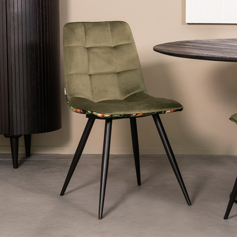 Eetkamerstoel Bistro - Zonder armleuning - Hunter - Fluweel - Design - LABEL51