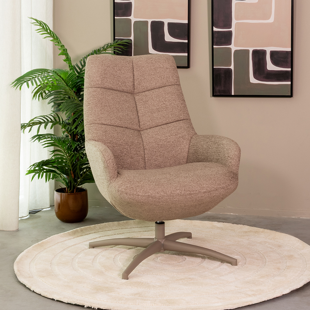 Fauteuil Winston - Zonder armleuning - Taupe - Geweven - LABEL51