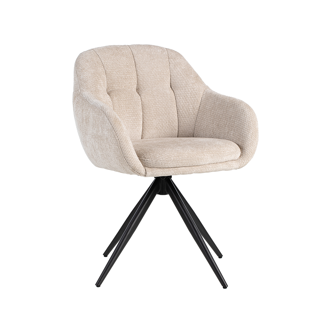 Eetkamerstoel Esma - Zonder armleuning - Naturel Beige - Elite - LABEL51