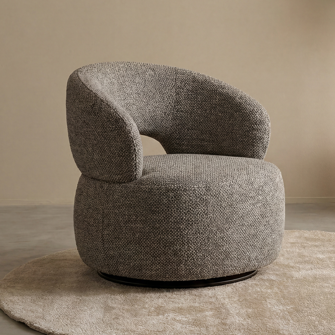Fauteuil Nusenna - Zonder armleuning - Mushroom - Royal Boucle - Japandi - LABEL51