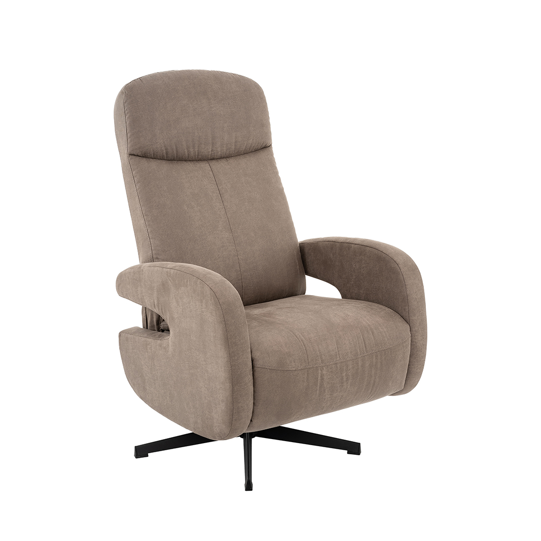 Fauteuil Esbjerg - Relaxfauteuil - Zonder armleuning - Taupe - Micro Suede - Modern - LABEL51