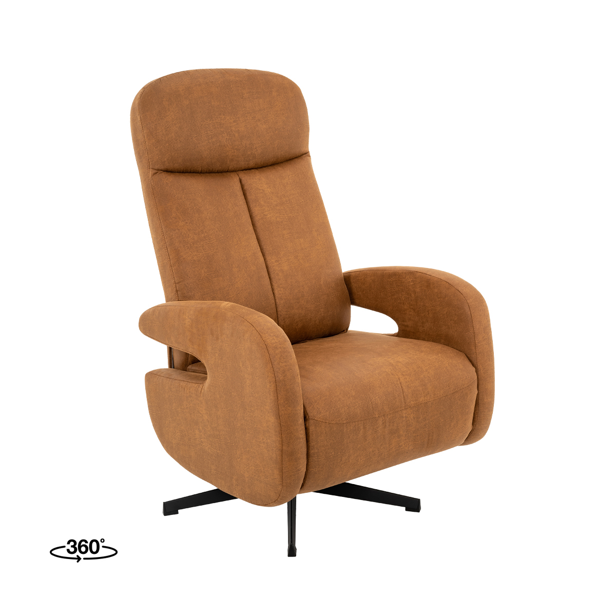 Fauteuil Esbjerg - Relaxfauteuil - Zonder armleuning - Cognac - Micro Suede - Modern - LABEL51