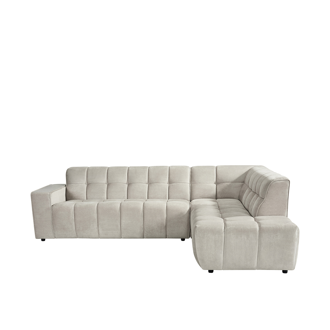 Hoekbank Valentino - Rechts Voorstaand - Naturel Beige - Velvet - LABEL51