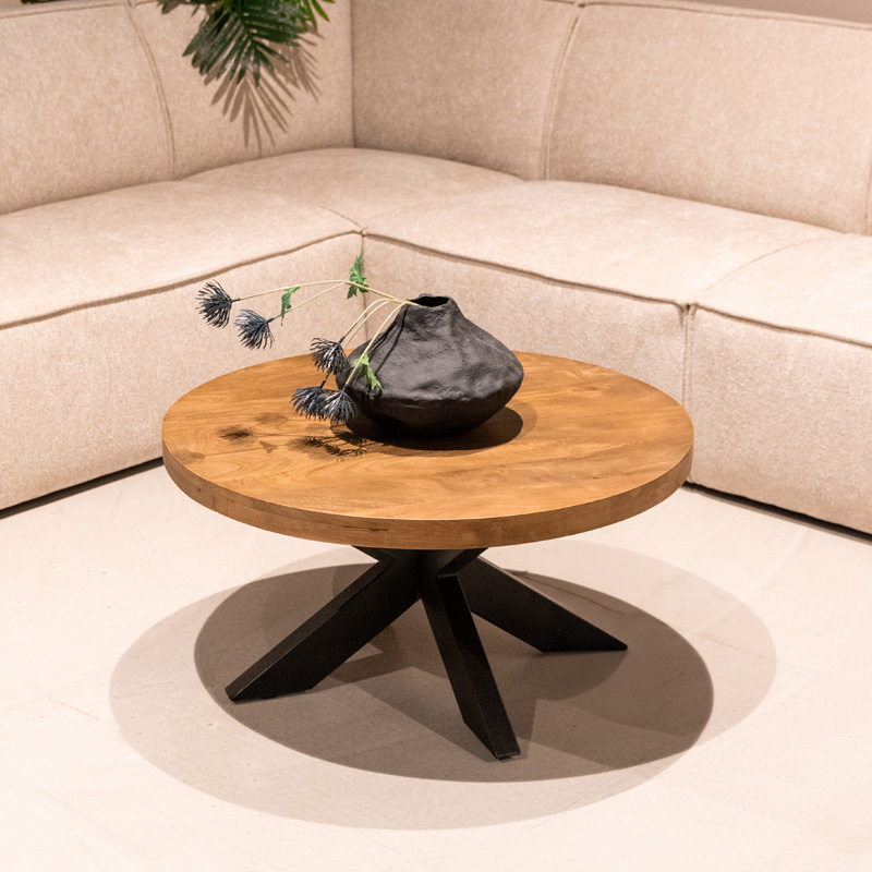 Salontafel Bali - 80 cm - Rond - Nature Smooth - Mangohout - Landelijk - DOK 2 Exclusive