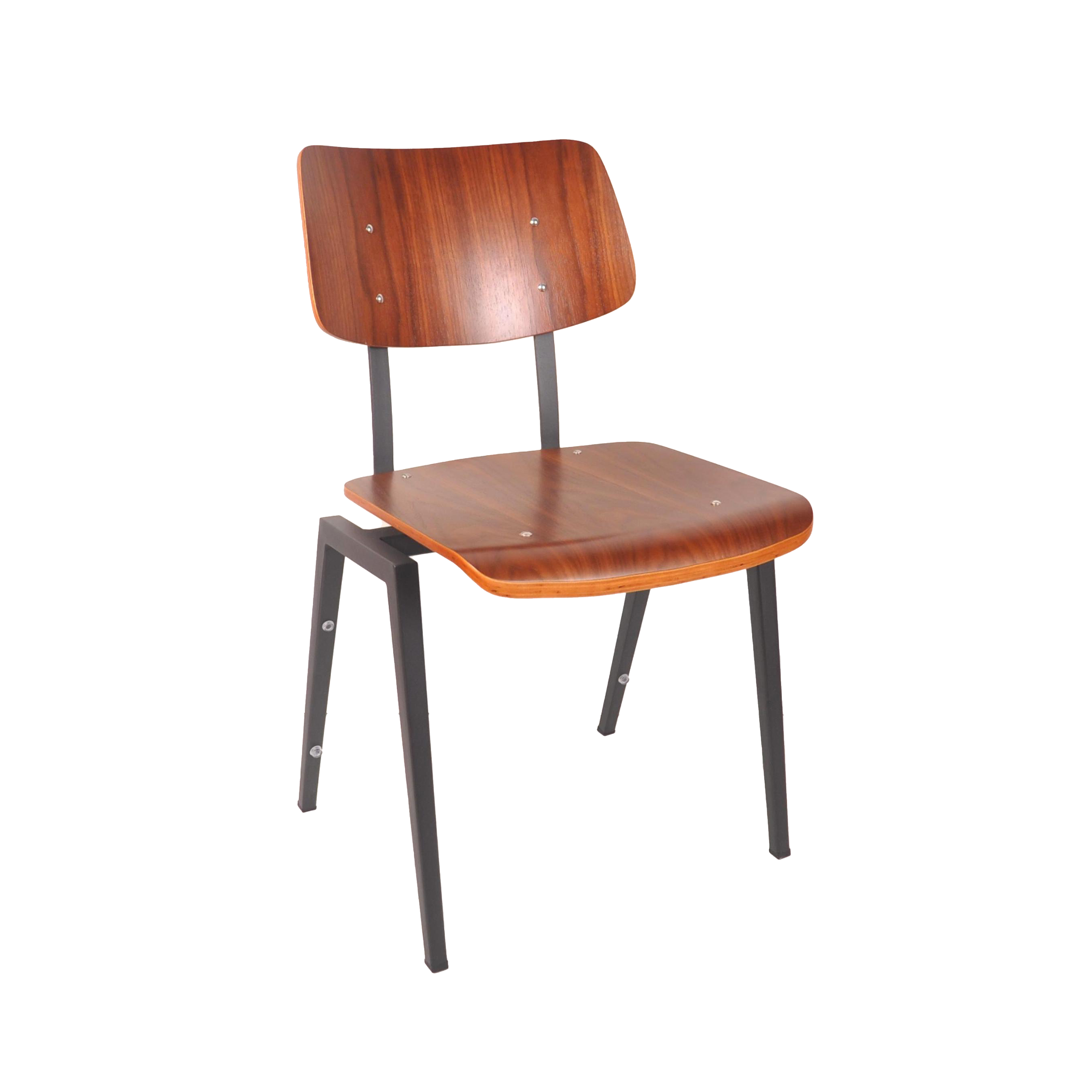 Eetkamerstoel Stapelbaar - Zonder armleuning - Bruin - Hout - Industrieel - LABEL51