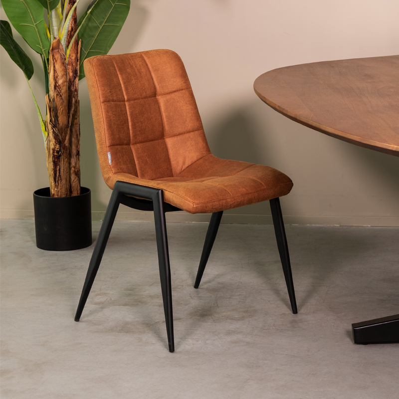 Eetkamerstoel Noor - Zonder armleuning - Cognac - Micro Suede - Modern - LABEL51