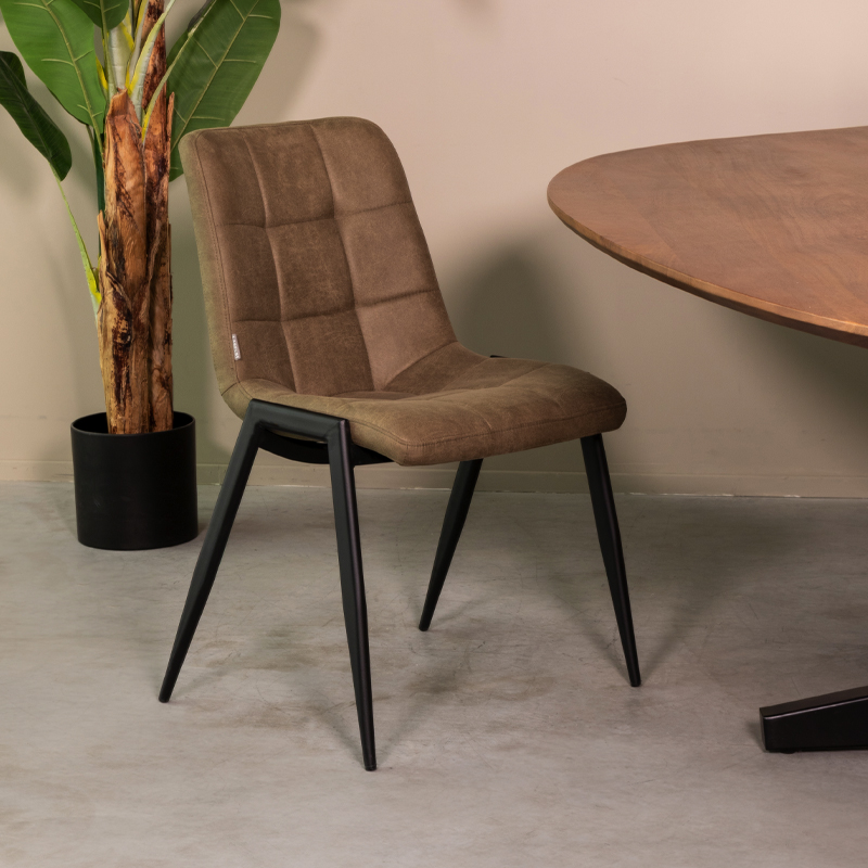 Eetkamerstoel Noor - Zonder armleuning - Moss - Micro Suede - Modern - LABEL51