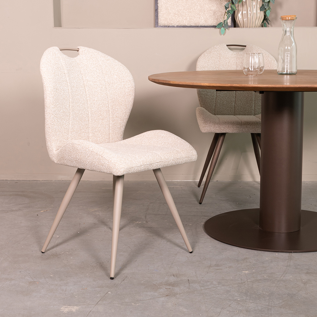 Eetkamerstoel Silly - Zonder armleuning - Naturel Beige - Boucle - Japandi - LABEL51