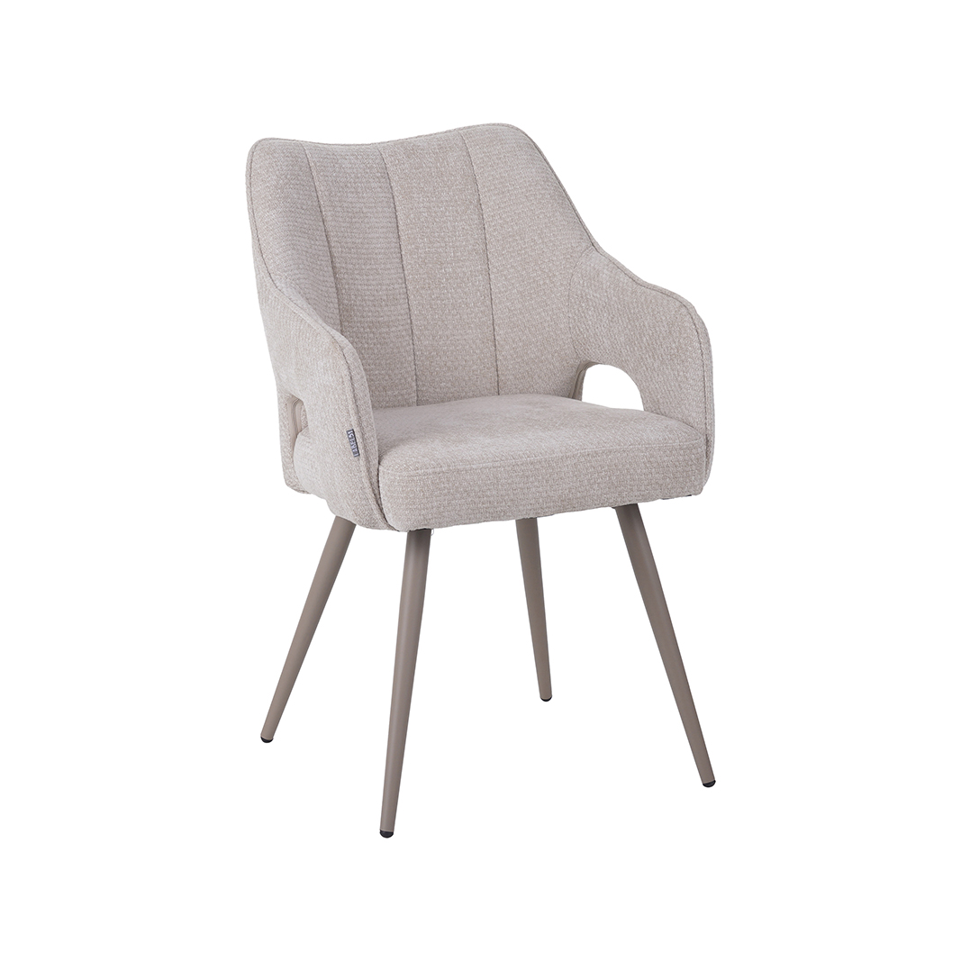 Eetkamerstoel Stan - Zonder armleuning - Naturel Beige - Elite - LABEL51