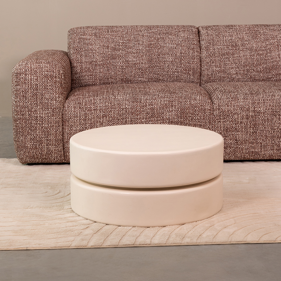 Salontafel Milly - 70 cm - Rond - Soft Sand - Mangohout - LABEL51