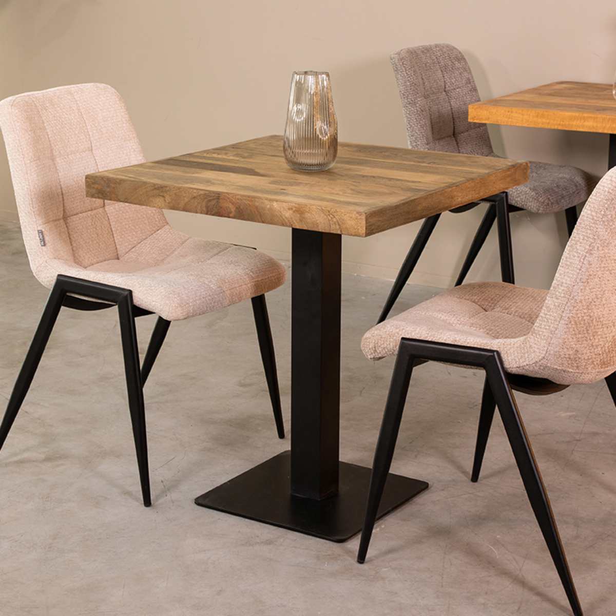 Eetkamertafel Tafelblad Vierkant - Naturel - Mangohout - LABEL51