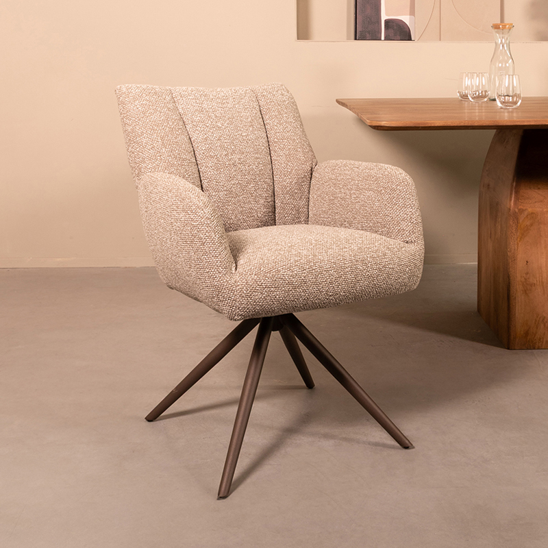 Eetkamerstoel Padua - Zonder armleuning - Mushroom - Royal Boucle - LABEL51