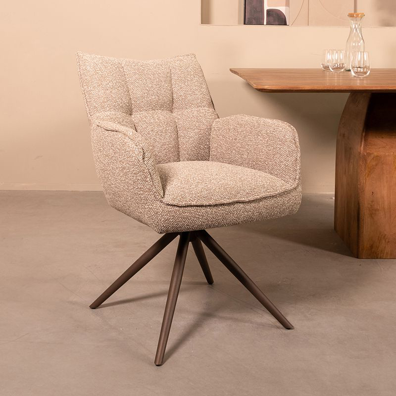 Eetkamerstoel Amalfi - Zonder armleuning - Mushroom - Royal Boucle - LABEL51