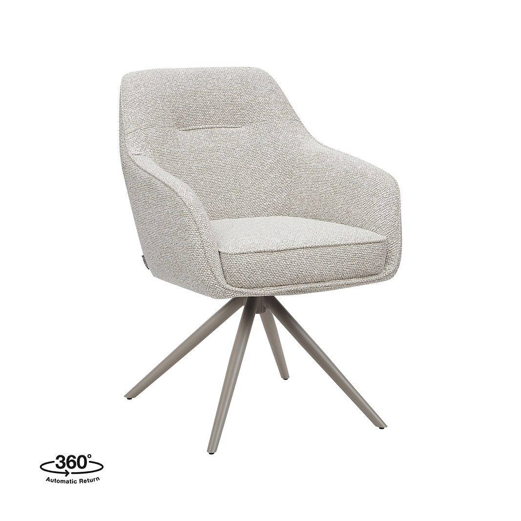 Eetkamerstoel Akira - Zonder armleuning - Naturel Beige - Royal Boucle - LABEL51