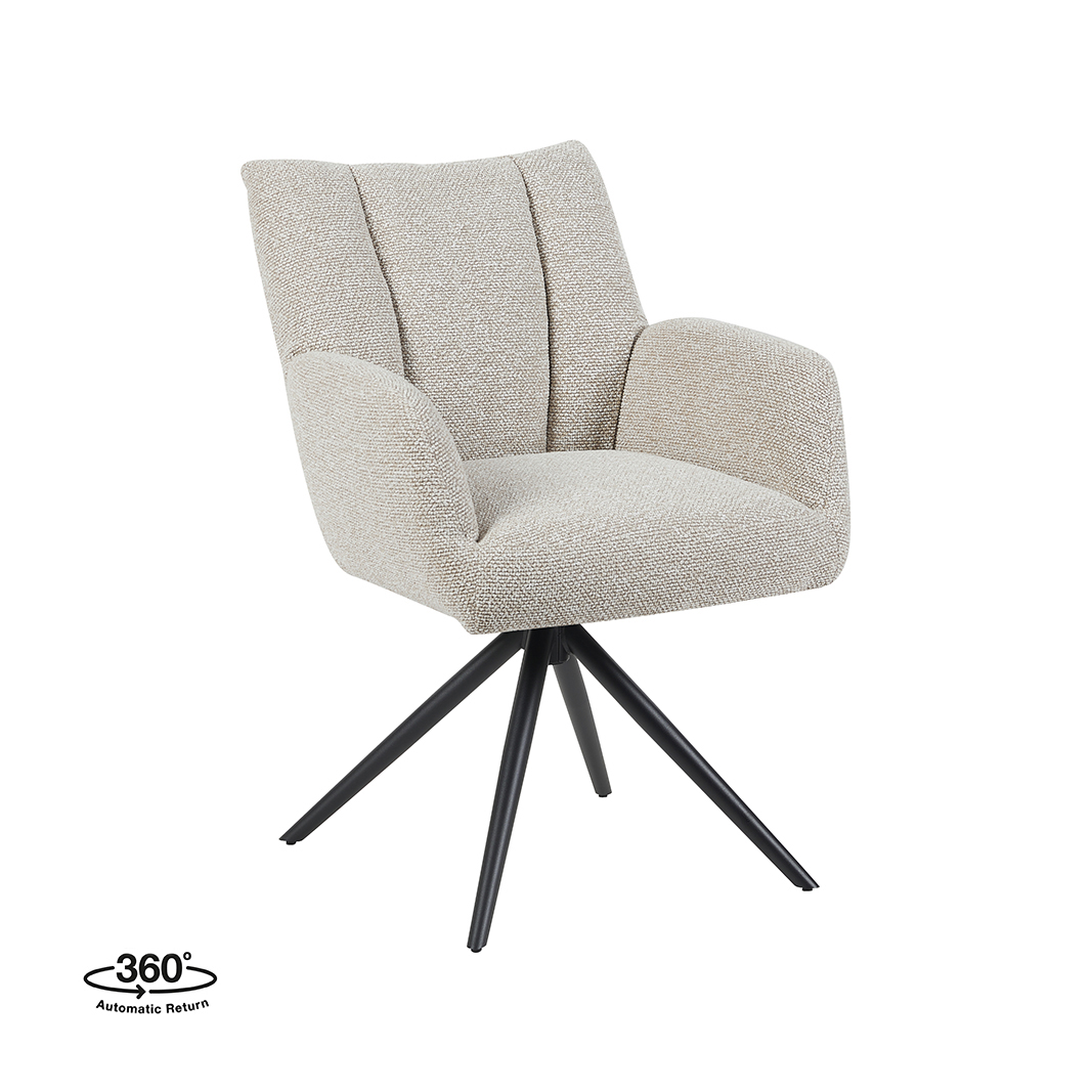 Eetkamerstoel Padua - Zonder armleuning - Naturel Beige - Royal Boucle - LABEL51