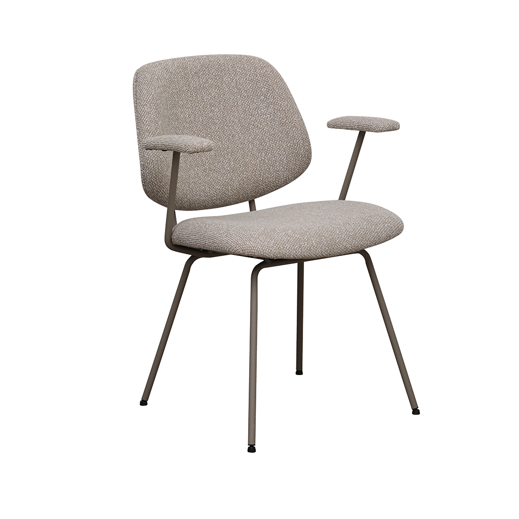 Eetkamerstoel Loreto - Zonder armleuning - Naturel Beige - Royal Boucle - LABEL51