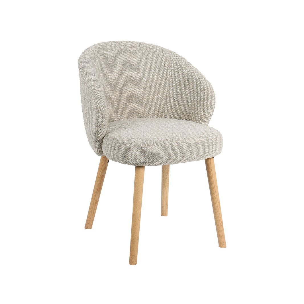 Eetkamerstoel Shiro - Zonder armleuning - Naturel Beige - Royal Boucle - LABEL51